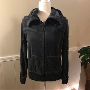 Calvin Klein Velour Gray Zip Up Jacket